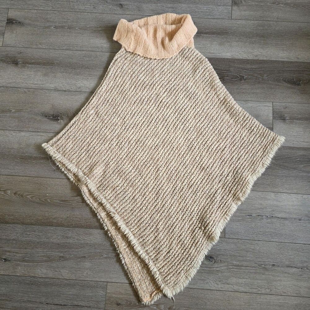 Gio Gio Italy Poncho Womens Cowl Neck Knit OS Wool Alpaca Blend Sweater